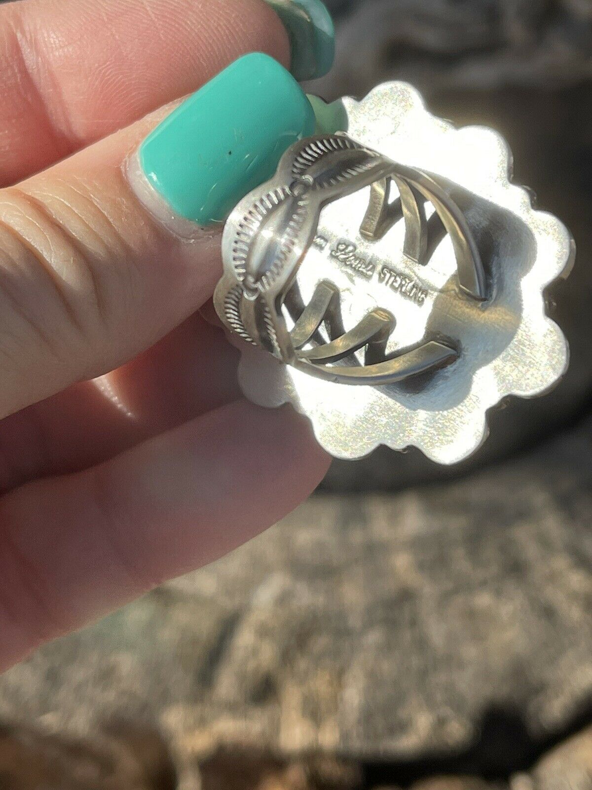 Sterling Silver Turquoise Statement Ring Size 6.5