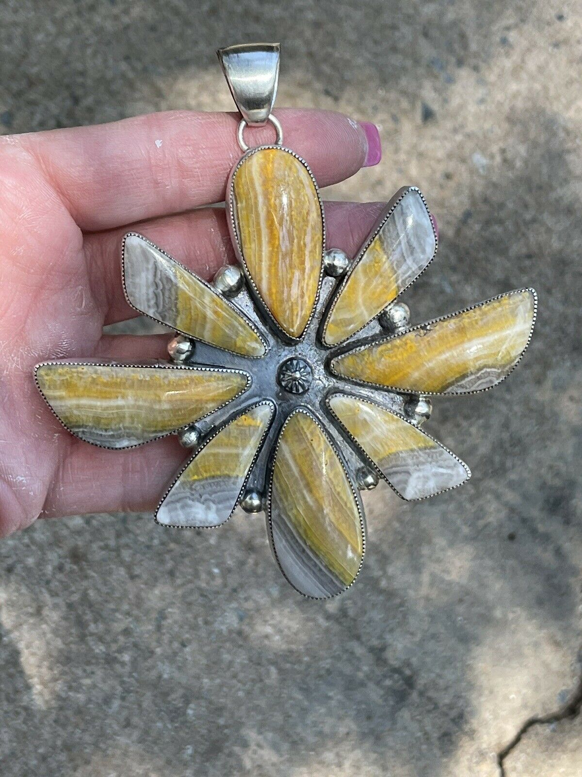 Handcrafted Sterling Silver Bumblebee Jumbo Cluster Pendant