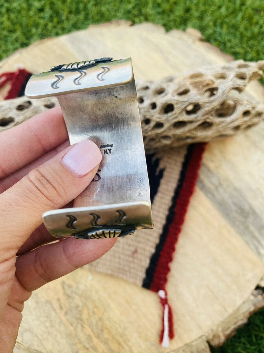 Handcrafted Sterling Silver Hand Stamped Chief Cuff Bracelet