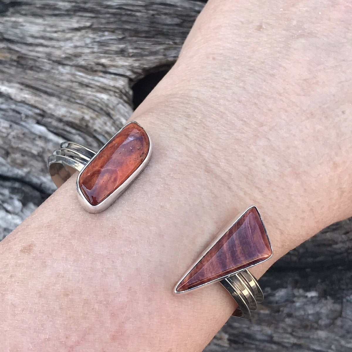 Handcrafted Spiny Oyster & Sterling Silver  Bracelet Cuff Signed