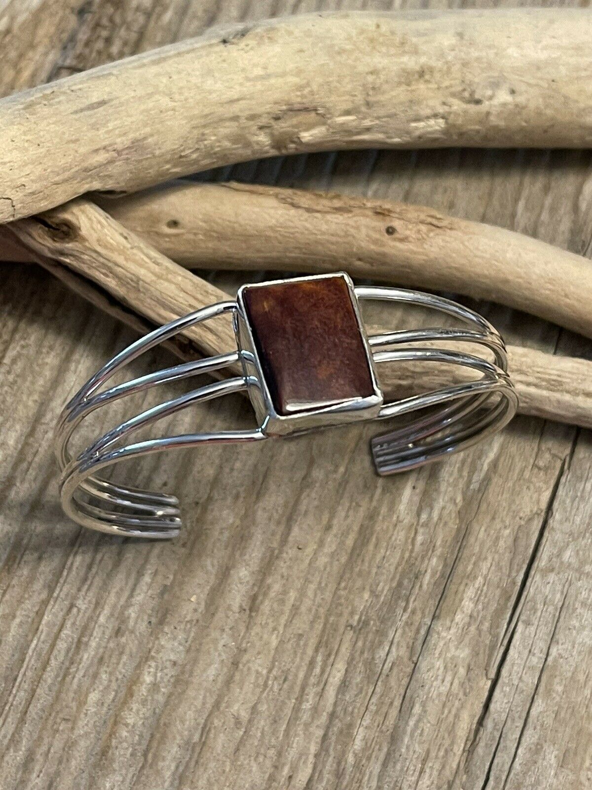 Handcrafted Spiny Sterling Silver  Bracelet Loop Cuff Stamped Begay