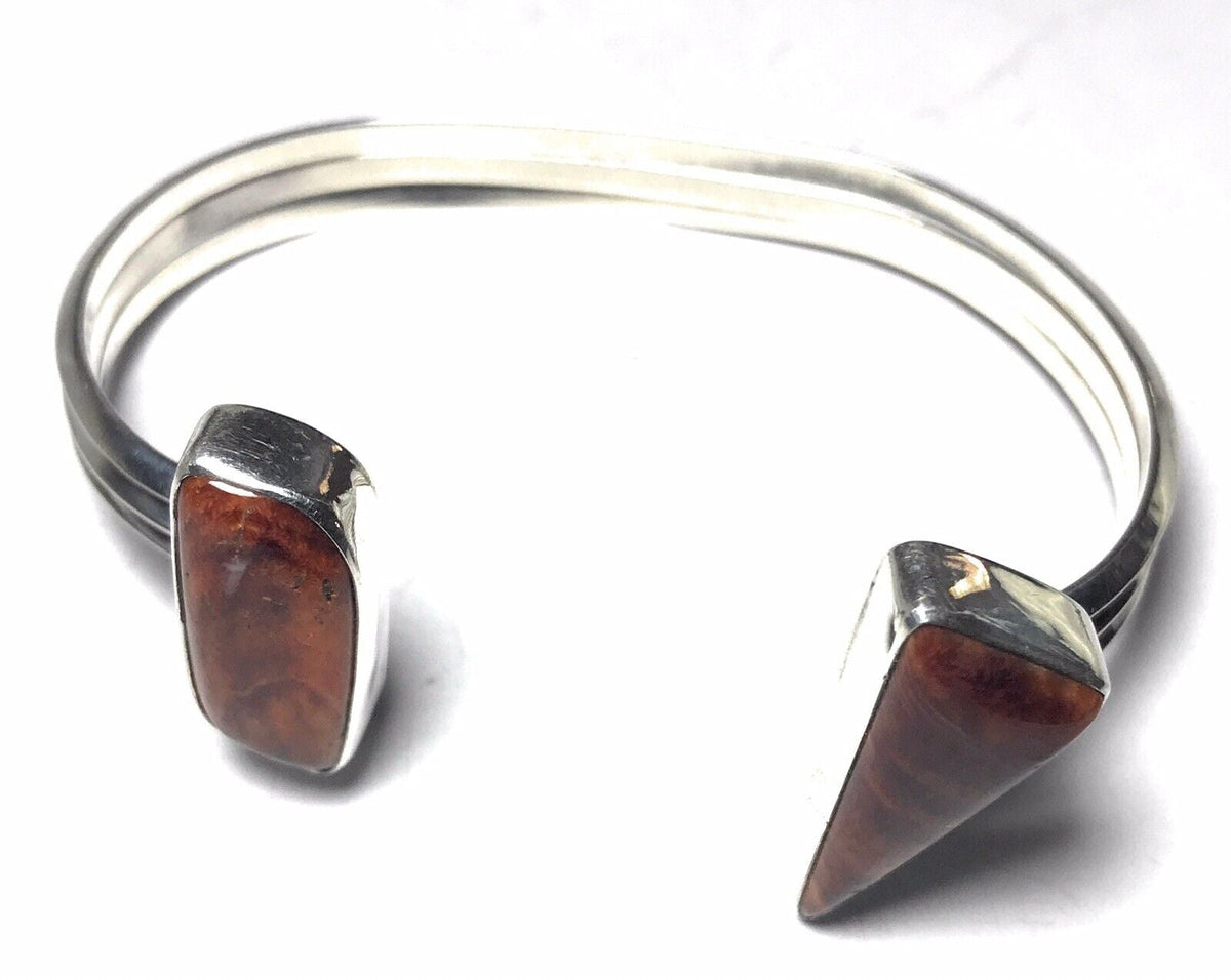 Handcrafted Spiny Oyster & Sterling Silver  Bracelet Cuff Signed