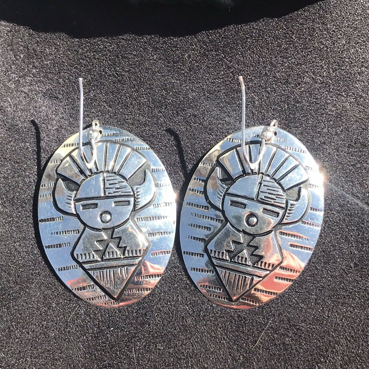 Handcrafted Sterling Silver Etched Hand Stamped Dangle Earrings