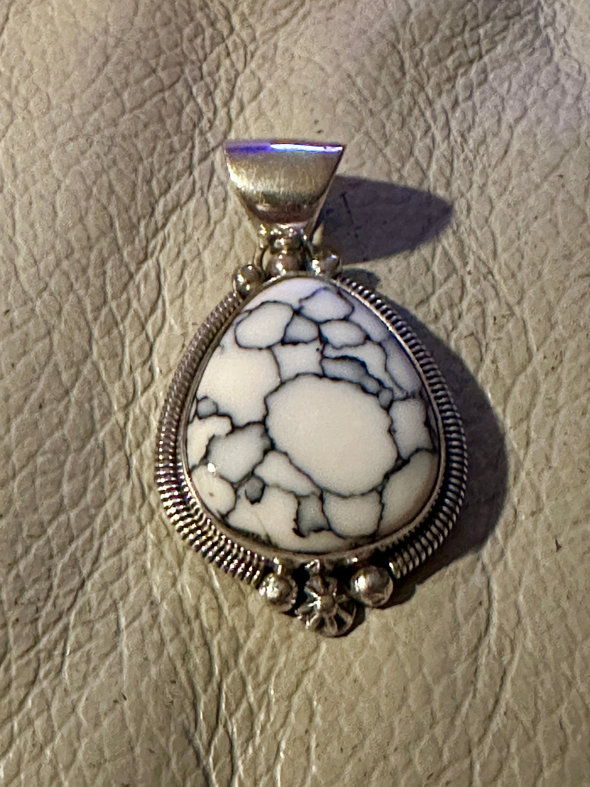 Handcrafted Sterling Silver & White Gibbsite Pendant