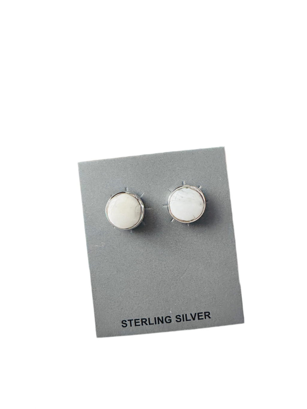 Handcrafted White Buffalo and Sterling Silver Stud Earrings