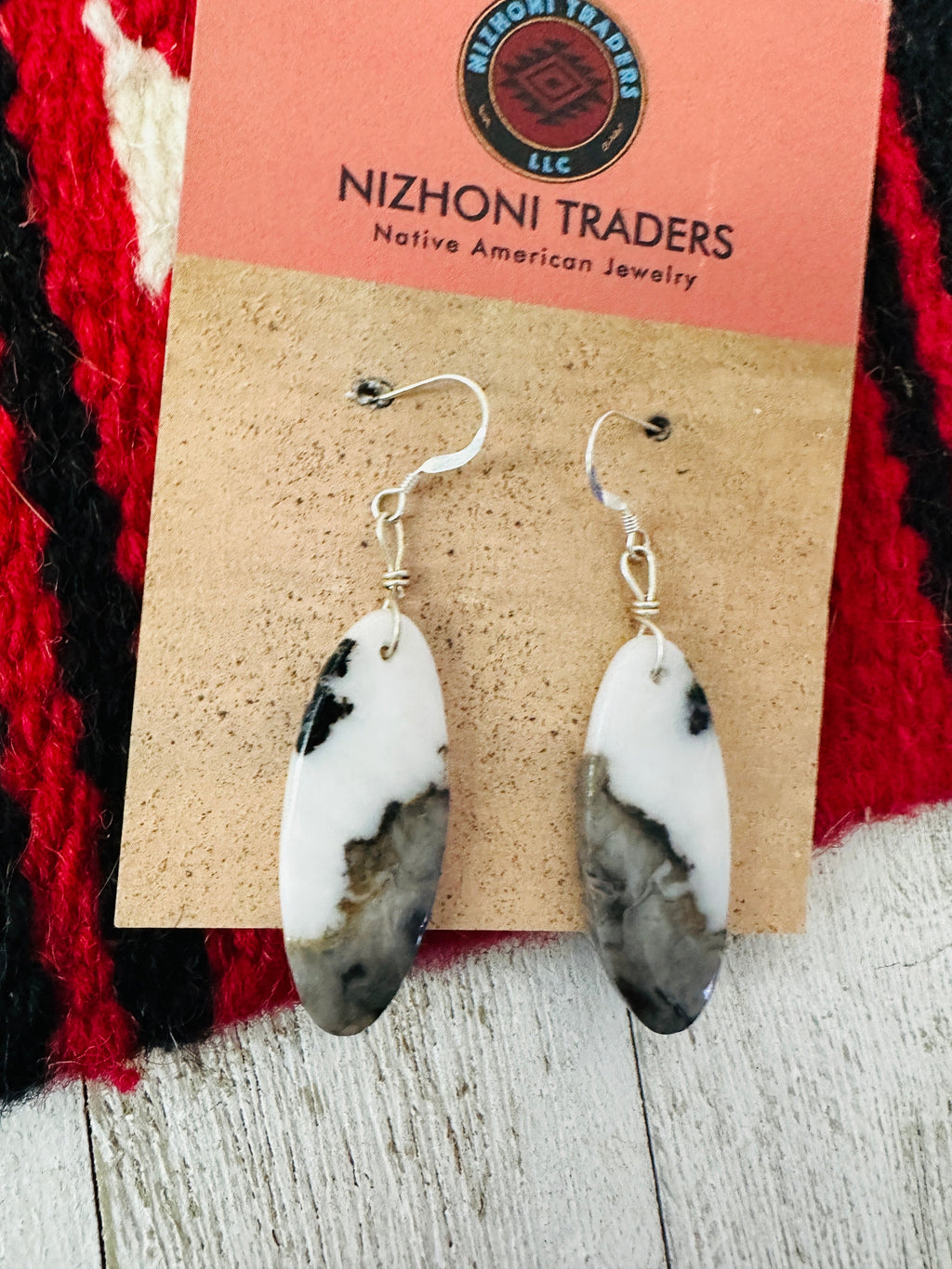 Handcrafted Sterling Silver & Zebra Jasper Slab Dangle Earrings