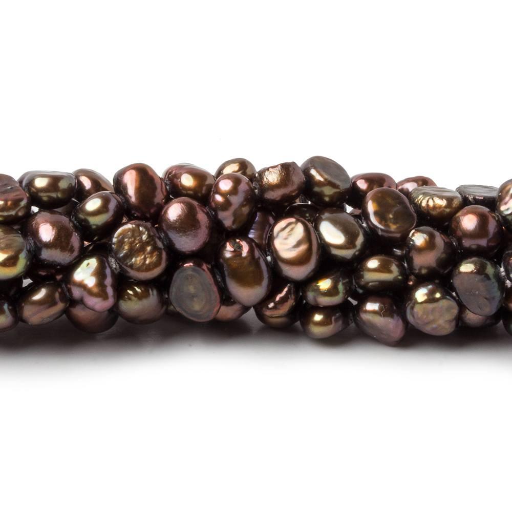 5mm Copperish Green Baroque Pearls, 15 inch