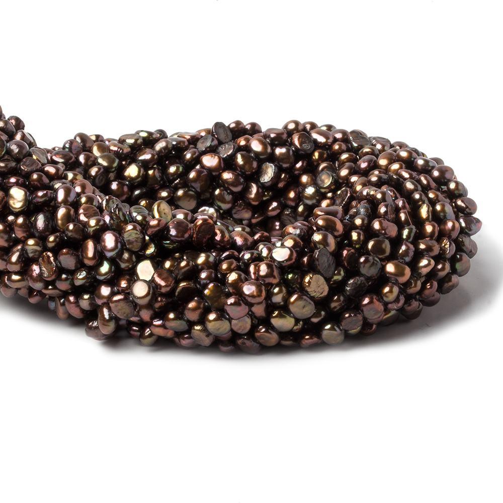 5mm Copperish Green Baroque Pearls, 15 inch
