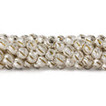 6mm Sterling Silver Plated Brass Diagonal Stripe Stardust Rounds 8 inch 37 beads
