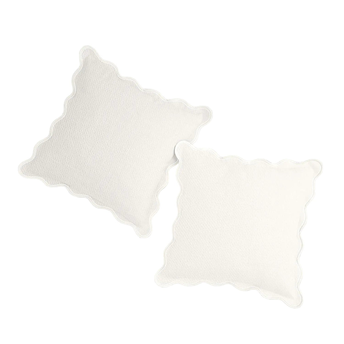 White Scalloped Tan Edge Pillow - 18" x 18"