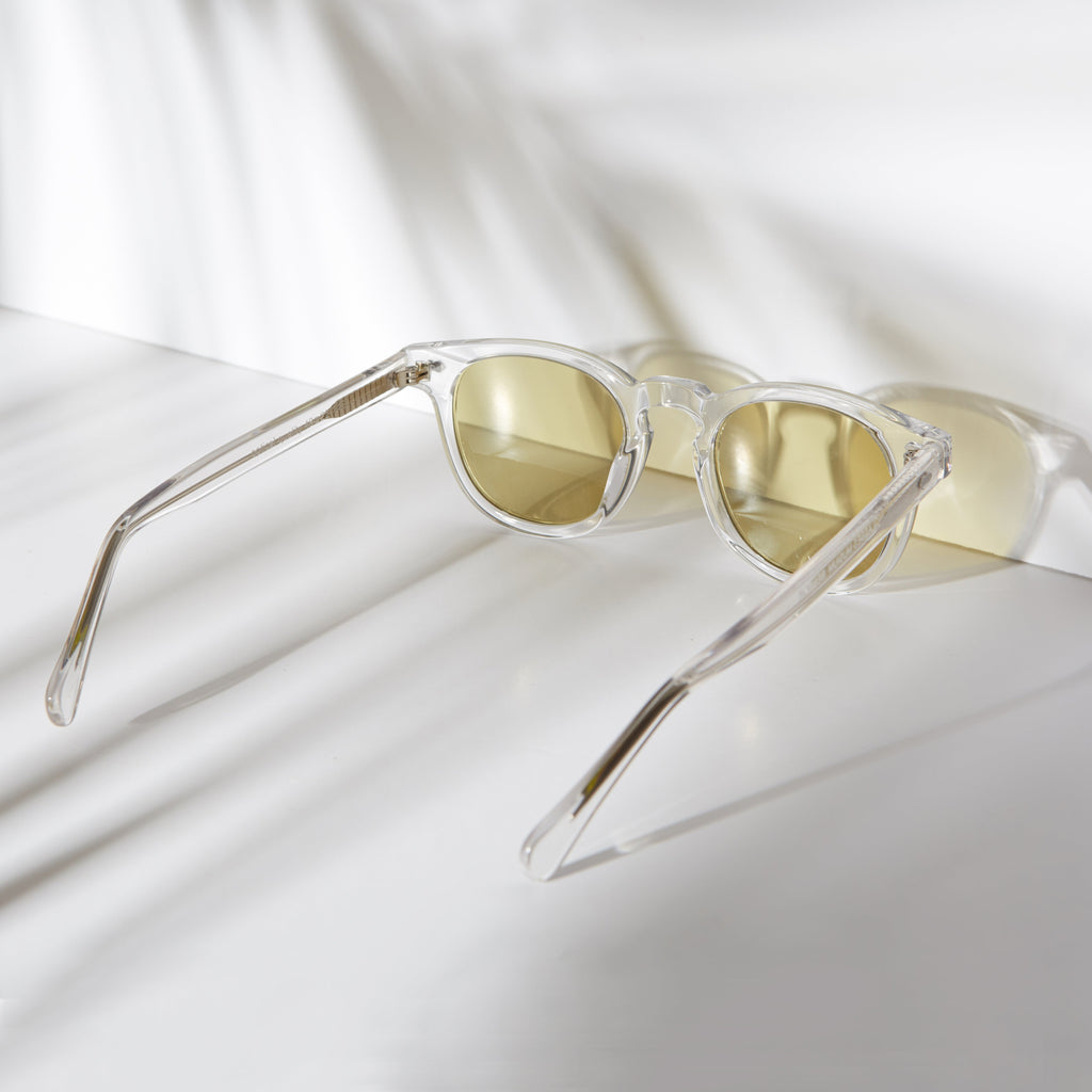 Clear Acetate Square Sunglass with Colored Lenses - Benson