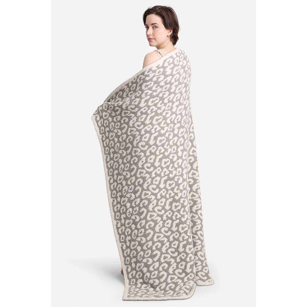 Super Soft Leopard Blanket in Gray