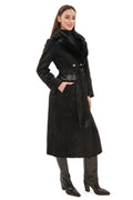 Genuine  Mink Fur Eco Suede Coat