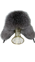 Genuine Silver Fox Leather Hat Unisex