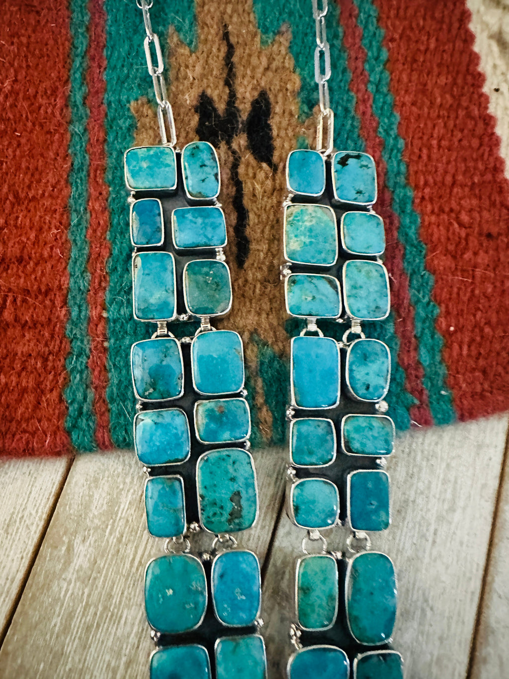Handmade Sterling Silver & Turquoise Cluster Necklace