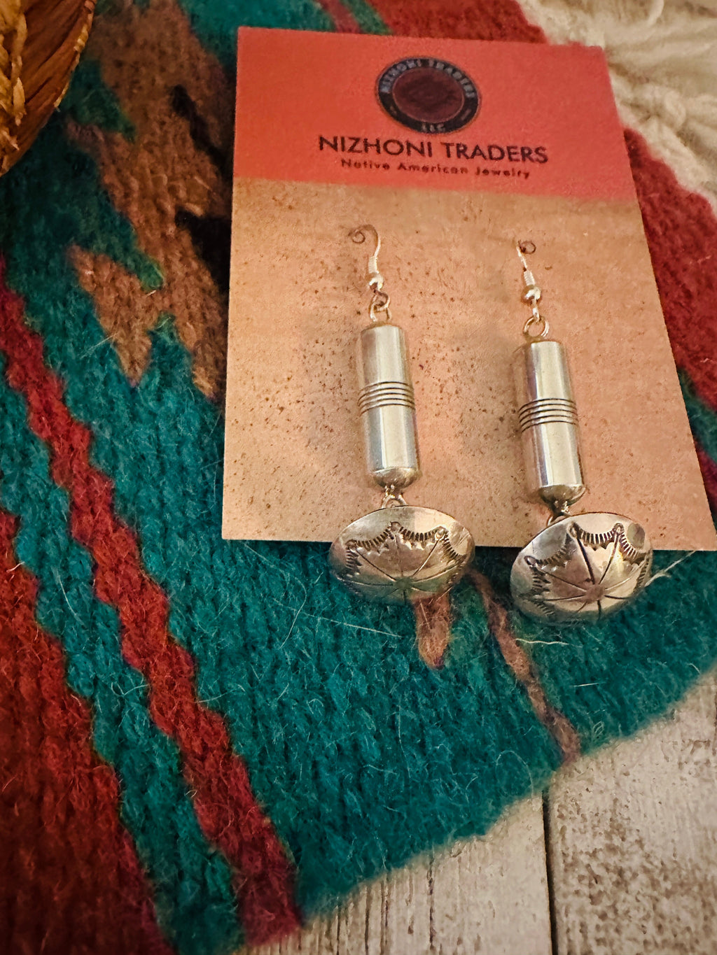 Handcrafted Hand Stamped Sterling Silver Dangle Earrings