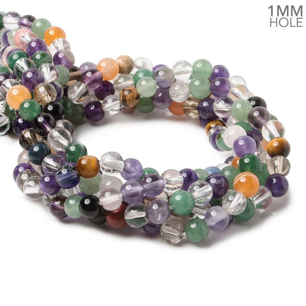 6mm Multi Gemstone Plain Round Beads, 14 inch