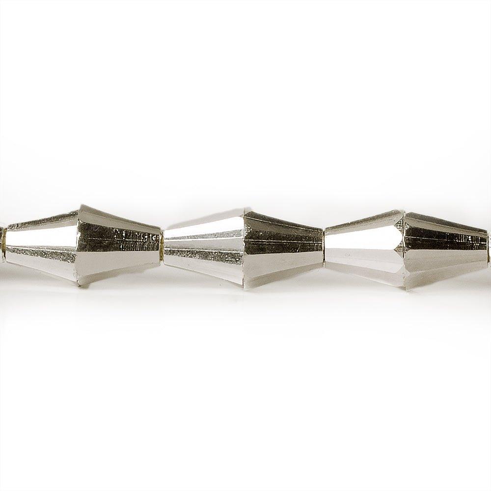 6mm Sterling Silver Plated Brass Faceted Cone Beads, 8 inch