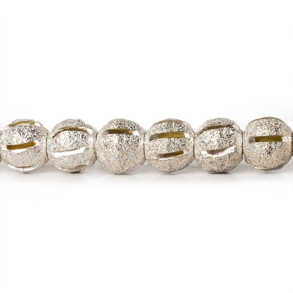 6mm Sterling Silver Plated Brass Stripe Stardust Rounds 8 inch 37 beads