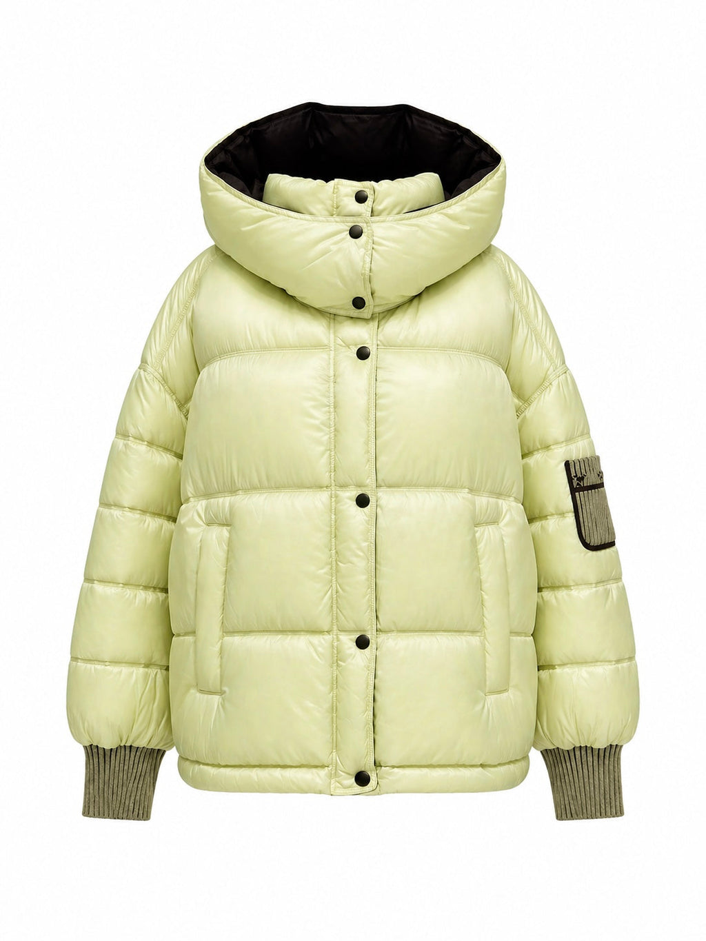 Reversible Hooded Bio-Down Jacket in Lemon/Chocolate