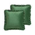 Green Velvet Ruffle Pillow - 18" x 18"