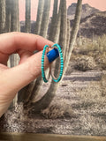 Handmade Turquoise and Sterling Silver Beaded Hoop Earrings