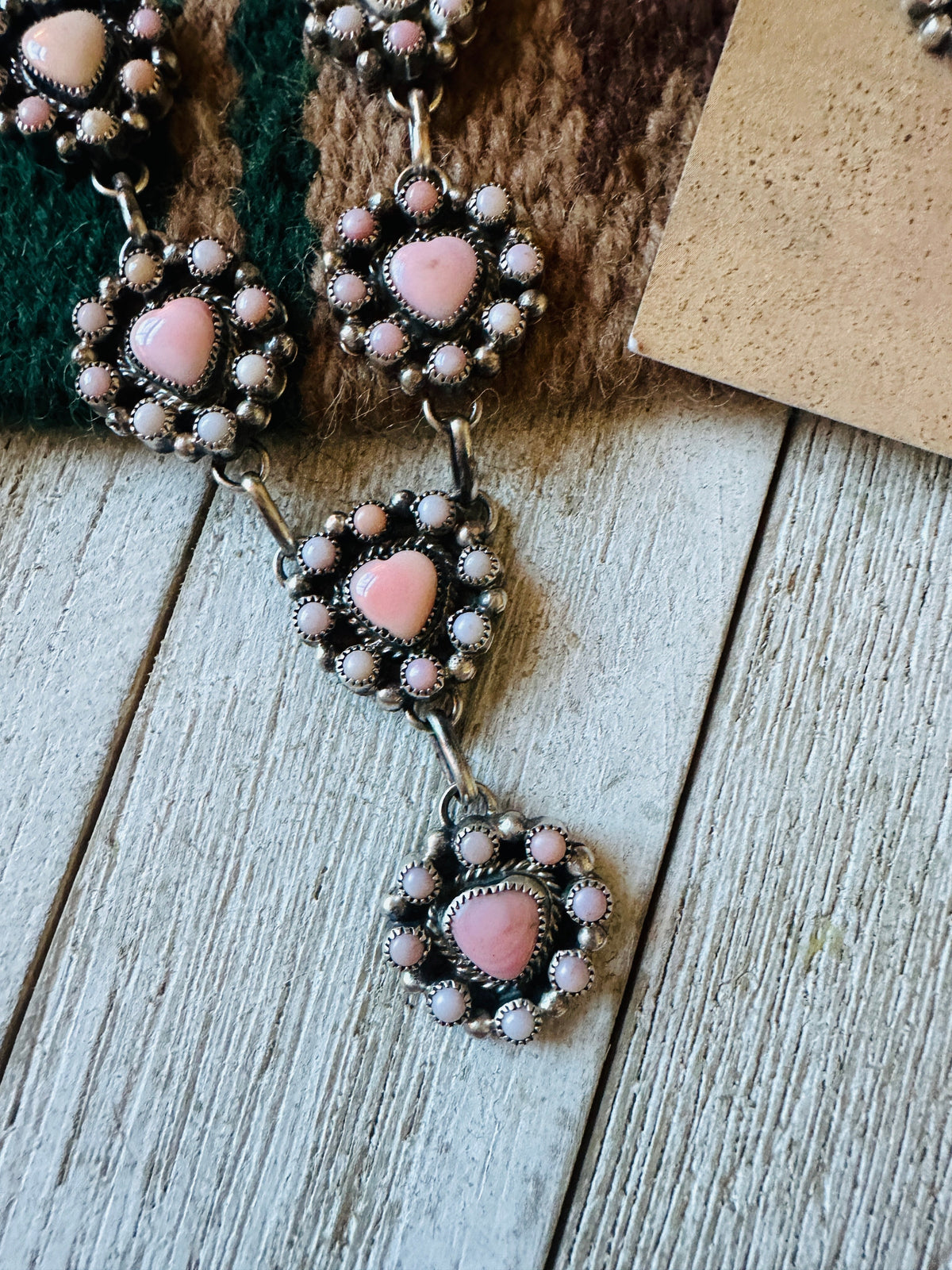 Handcrafted Queen Pink Conch & Sterling Silver Heart Necklace Set