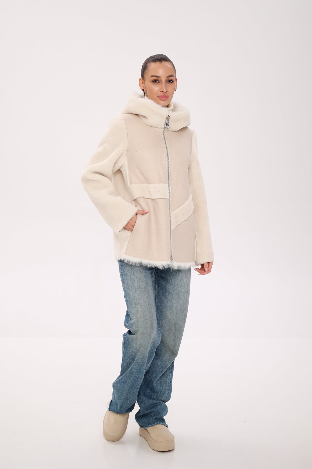 ⇆ Reversible Hooded Wool Blend Jacket