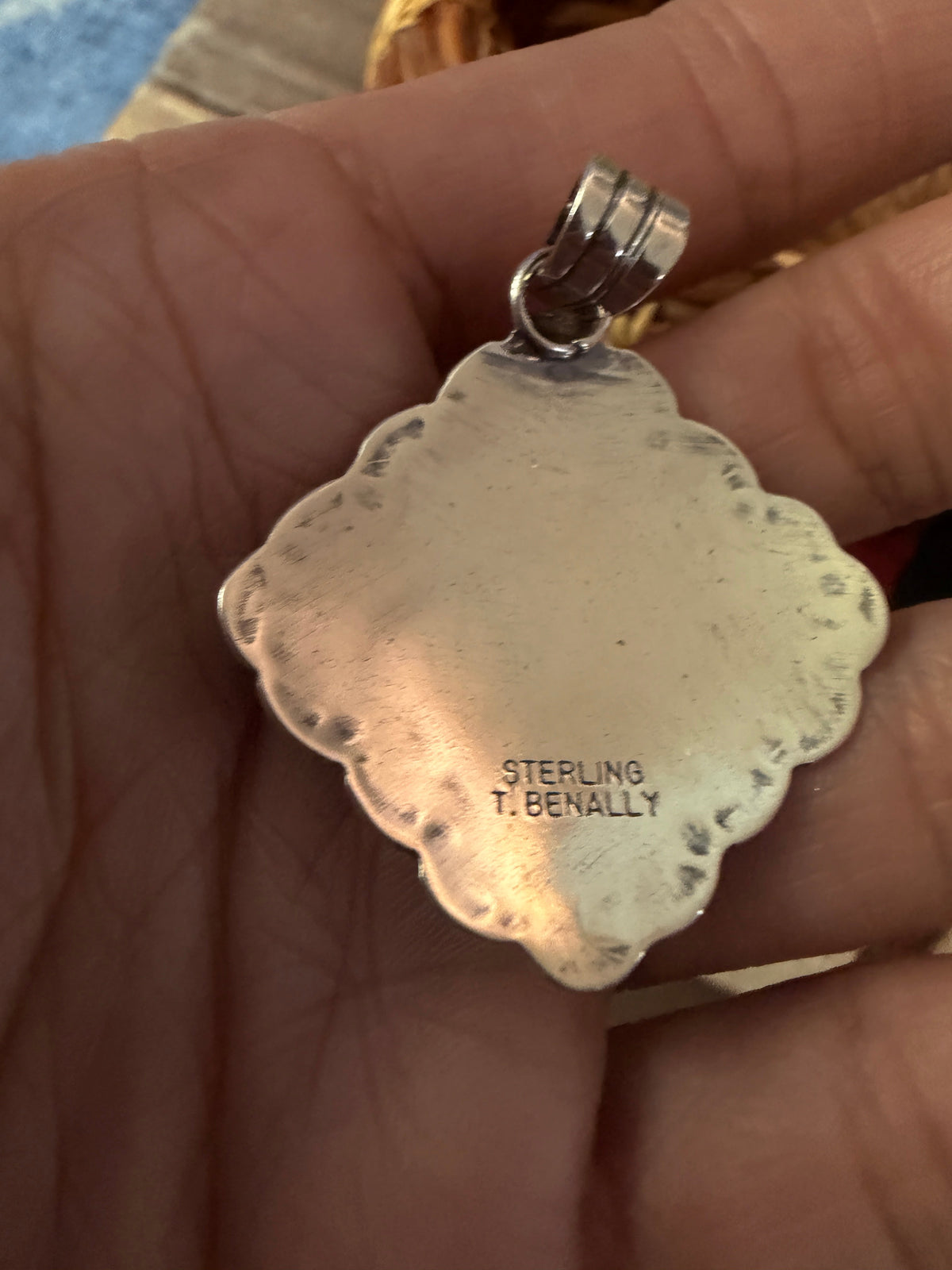 Handcrafted Sterling Silver and Multi Stone Cluster Pendant by Tina Benally