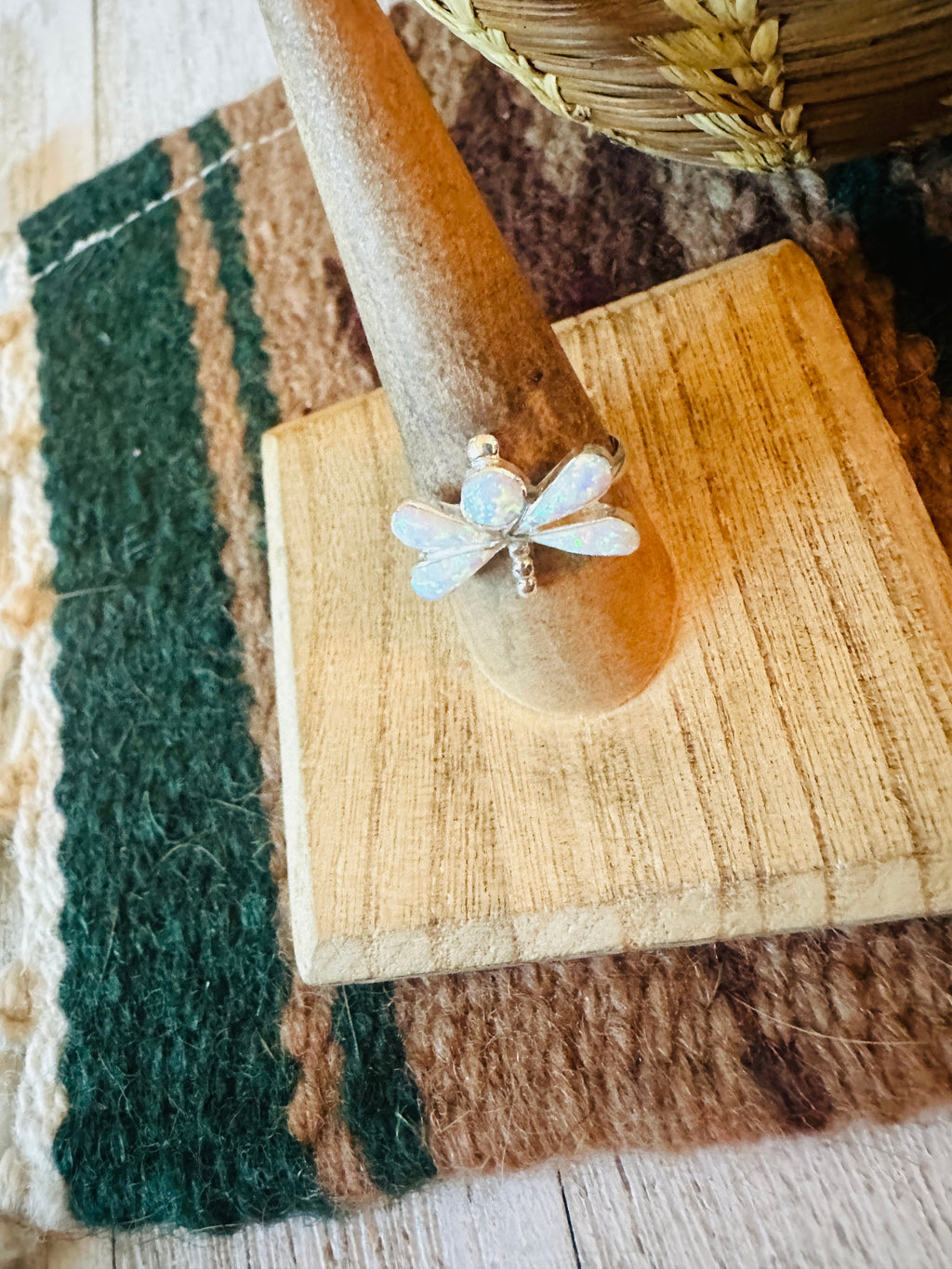 Handcrafted Sterling Silver & White Opal Dragonfly Ring