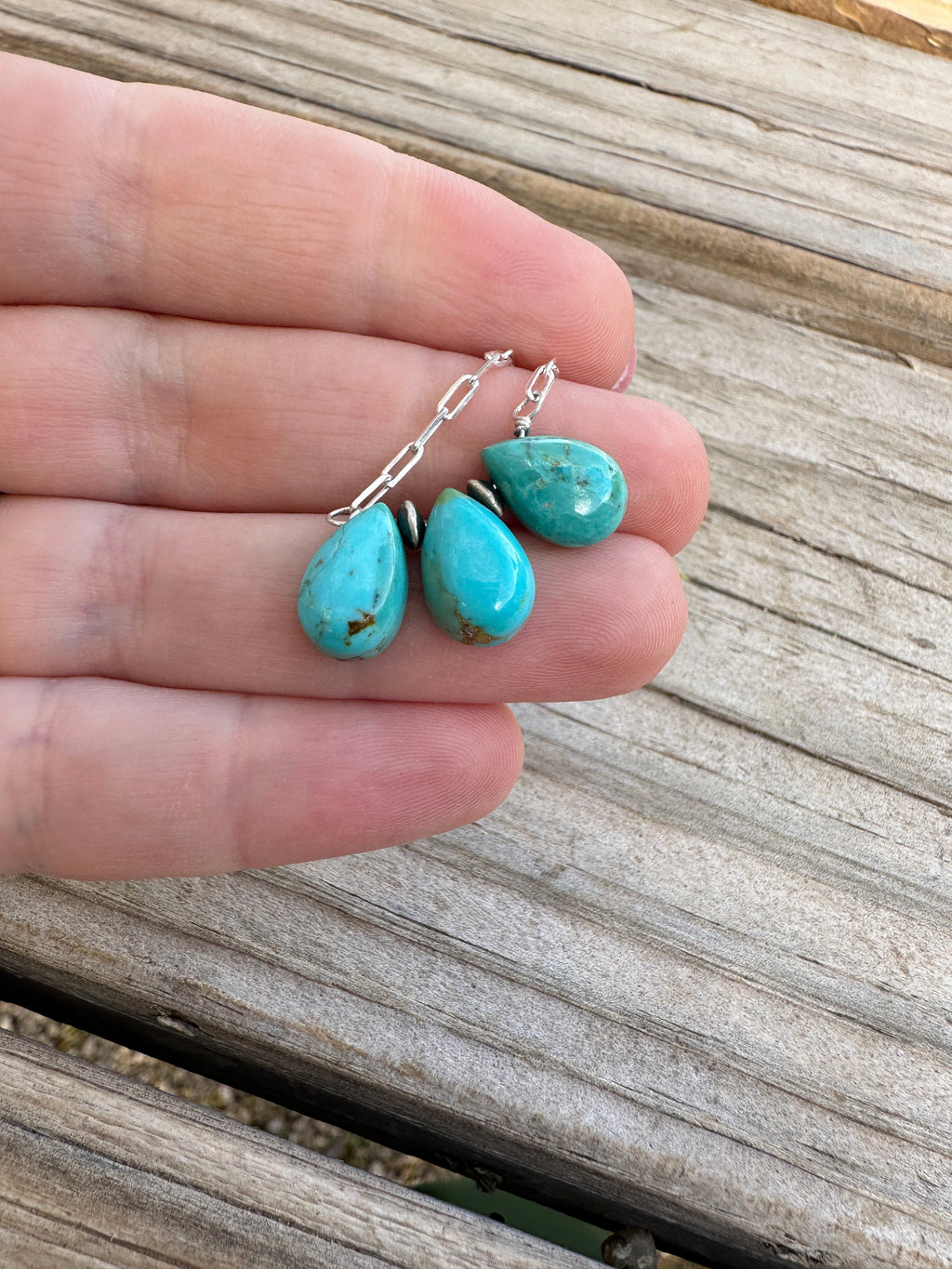 Tiny Dancer Handmade Sterling Silver & Turquoise 3 Stone Necklace