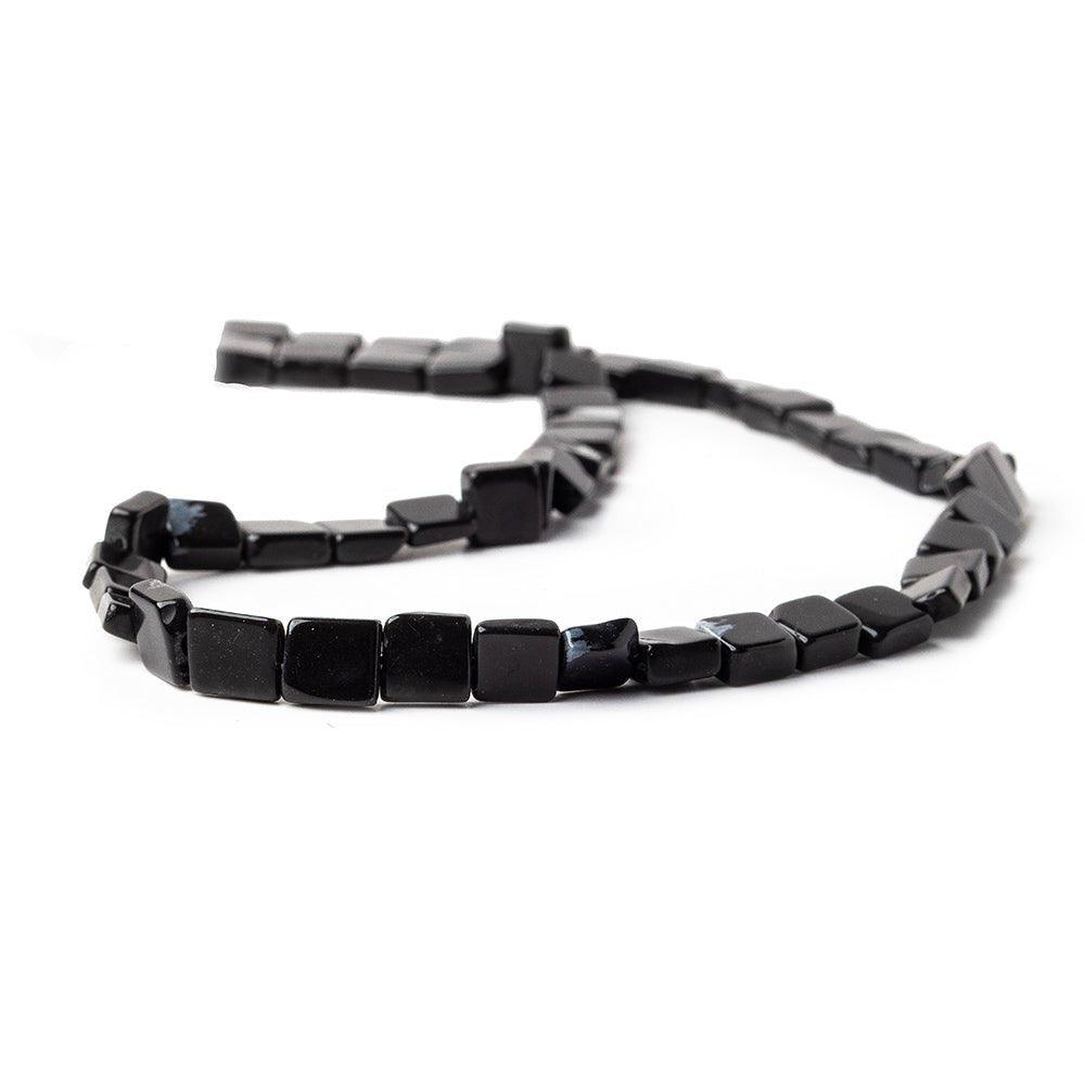 7mm Snowflake Obsidian Plain Square Beads, 14 inch