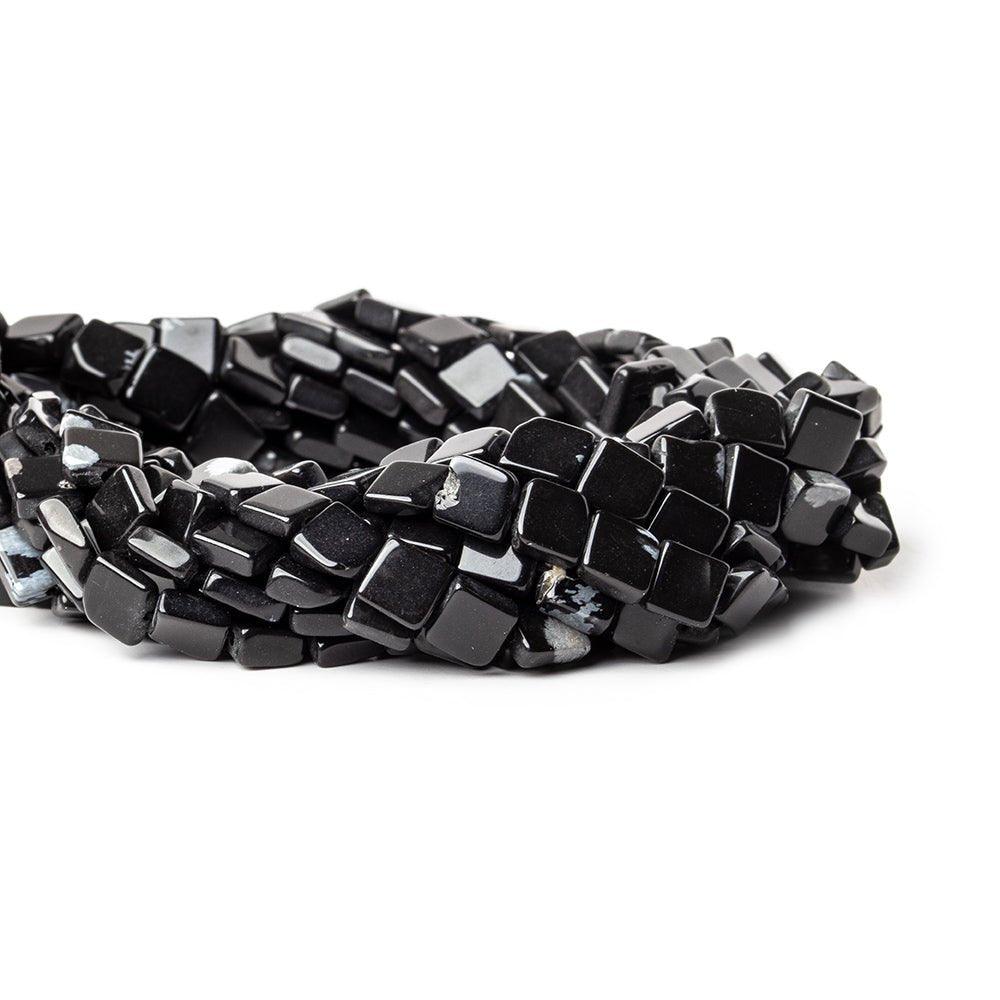 7mm Snowflake Obsidian Plain Square Beads, 14 inch
