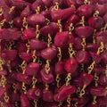 7x5mm Red Bamboo Coral Nugget Gold Plated Chain by the foot