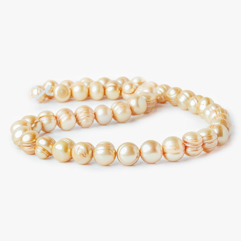 9x11mm Champagne Ringed Baroque Freshwater Pearls 16 inch
