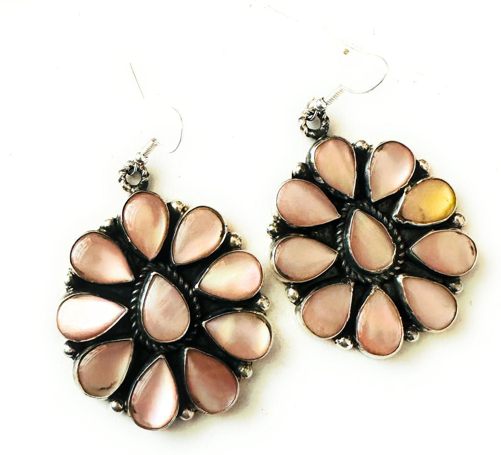Handcrafted Mother of Pearl & Sterling Silver Dangle Earrings