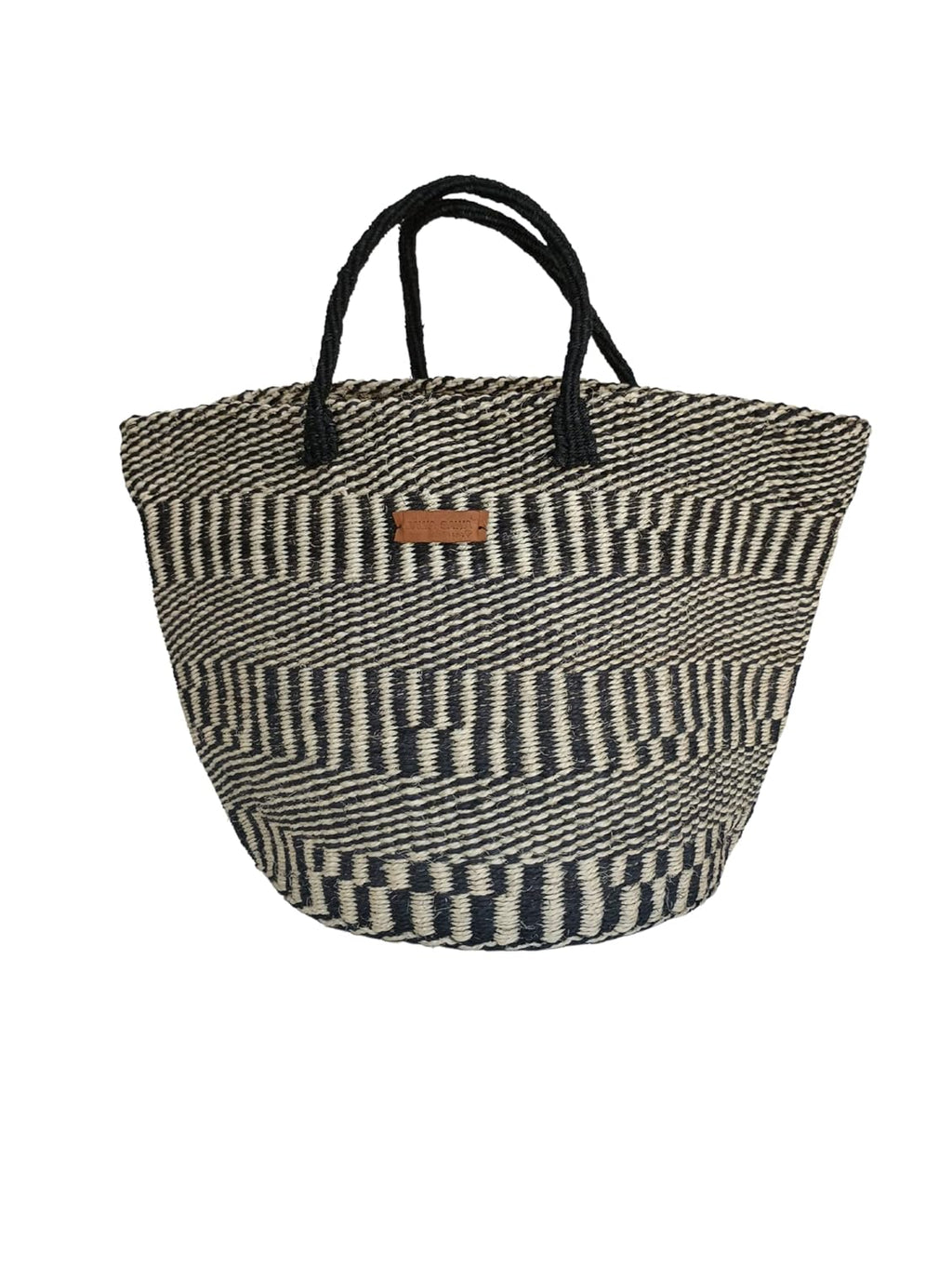 Balance Stripes Handmade Sisal Beach Market Sustainable Straw Basket Tote Bag