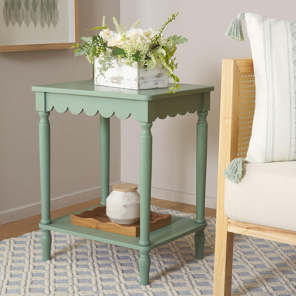Mattie Scalloped Side Table in Mint Green