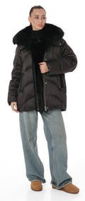 Genuine Silver Fox Fur Down Fill Parka