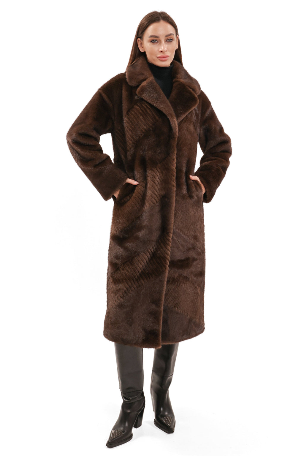 Faux Mink Effect Fur Coat