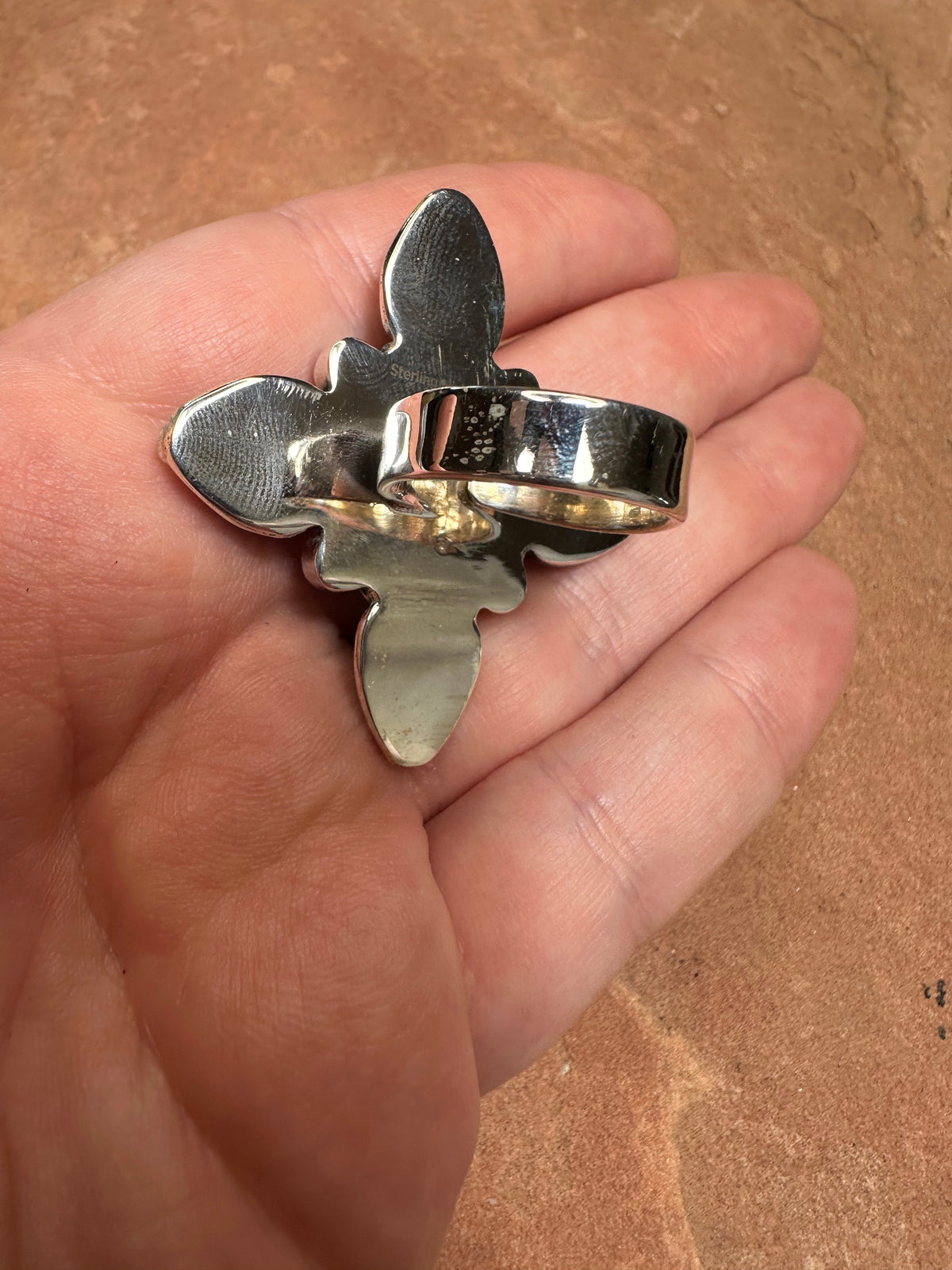 Handmade Spice And Sterling Silver Adjustable Ring