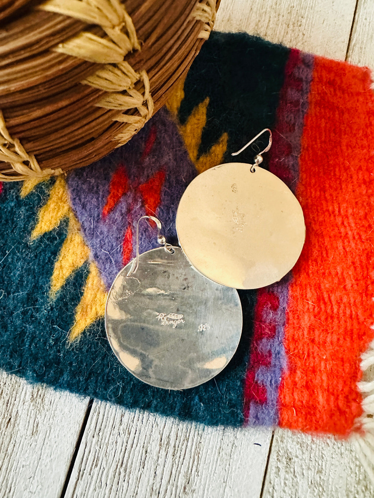 Handcrafted Hand Stamped Sterling Silver & Copper Earrings