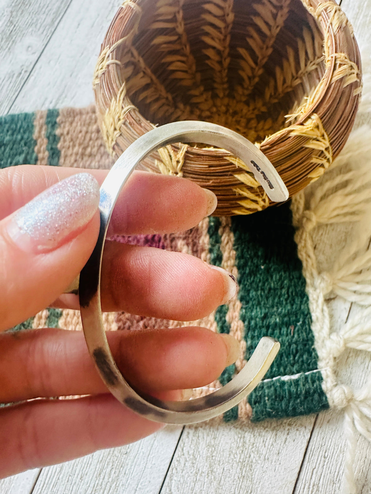 Handcrafted Queen Pink Conch Shell & Sterling Silver Cuff Bracelet