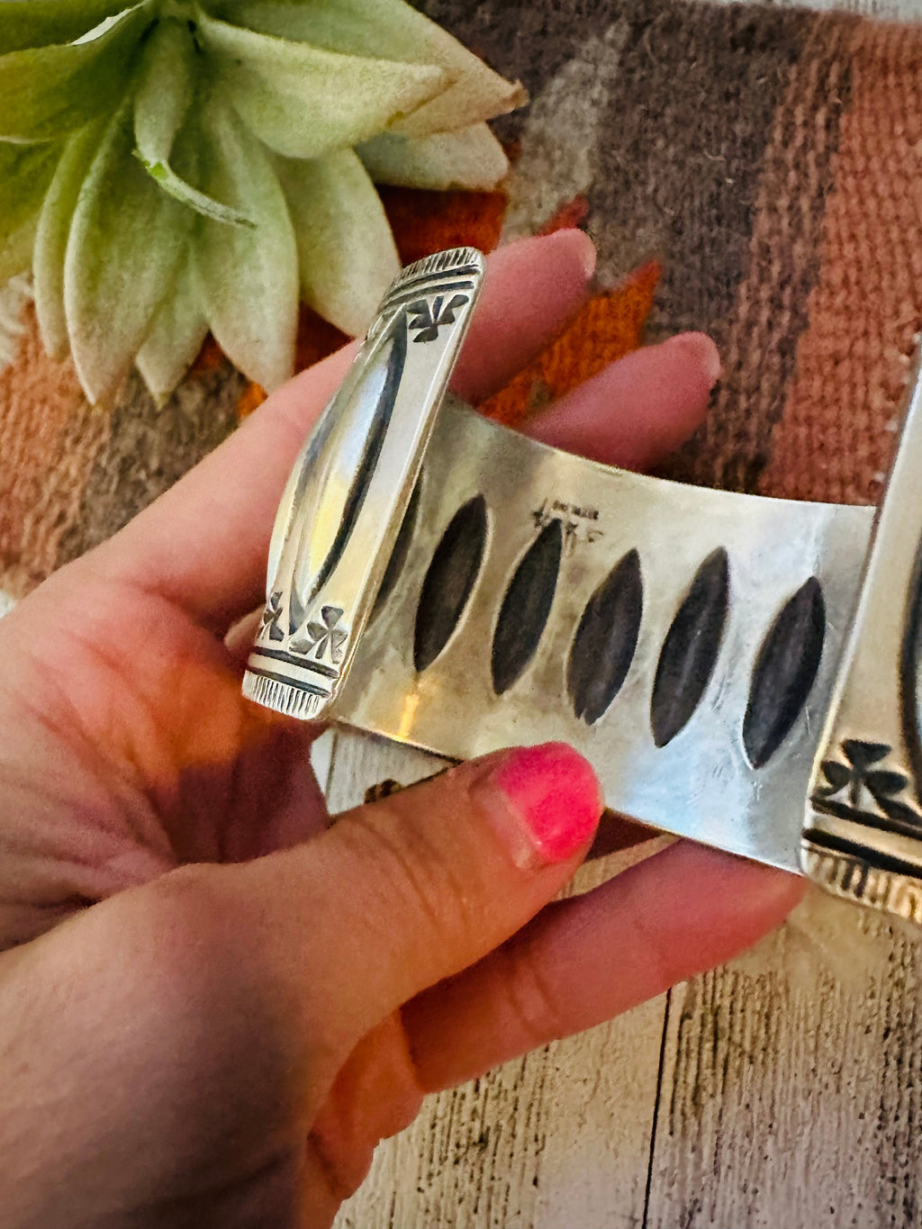 Handcrafted Hand Stamped Sterling Silver Cuff Bracelet