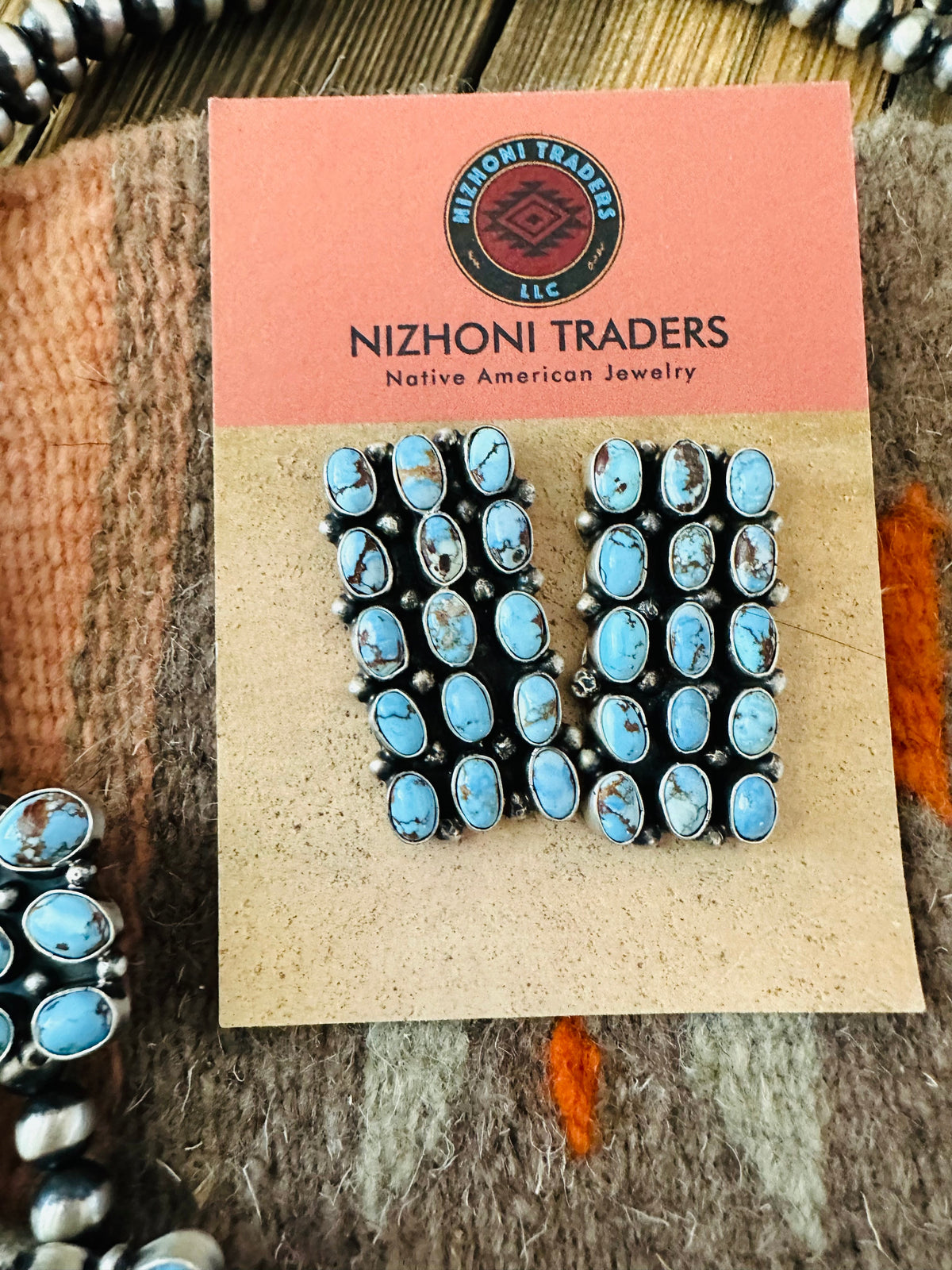 Handcrafted Golden Hills Turquoise & Sterling Silver Squash Blossom Naja Necklace Set by B. Yellowhorse