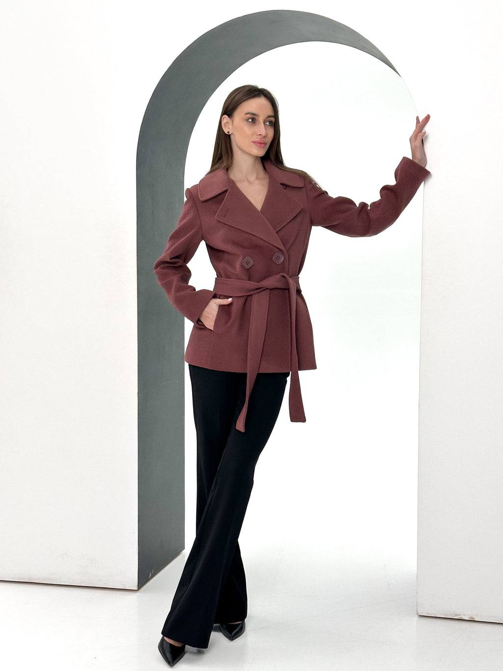 Lyndale Cashmere Wool Blend Coat in Sangria