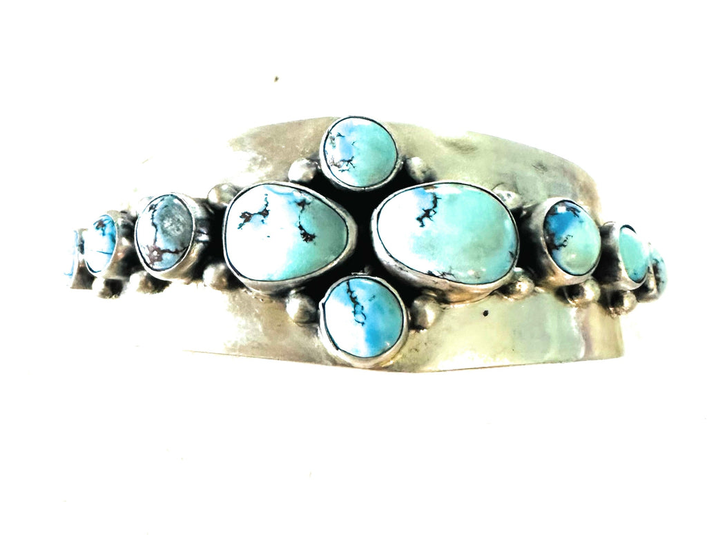 Handcrafted Golden Hills Turquoise & Sterling Silver Cuff Bracelet /