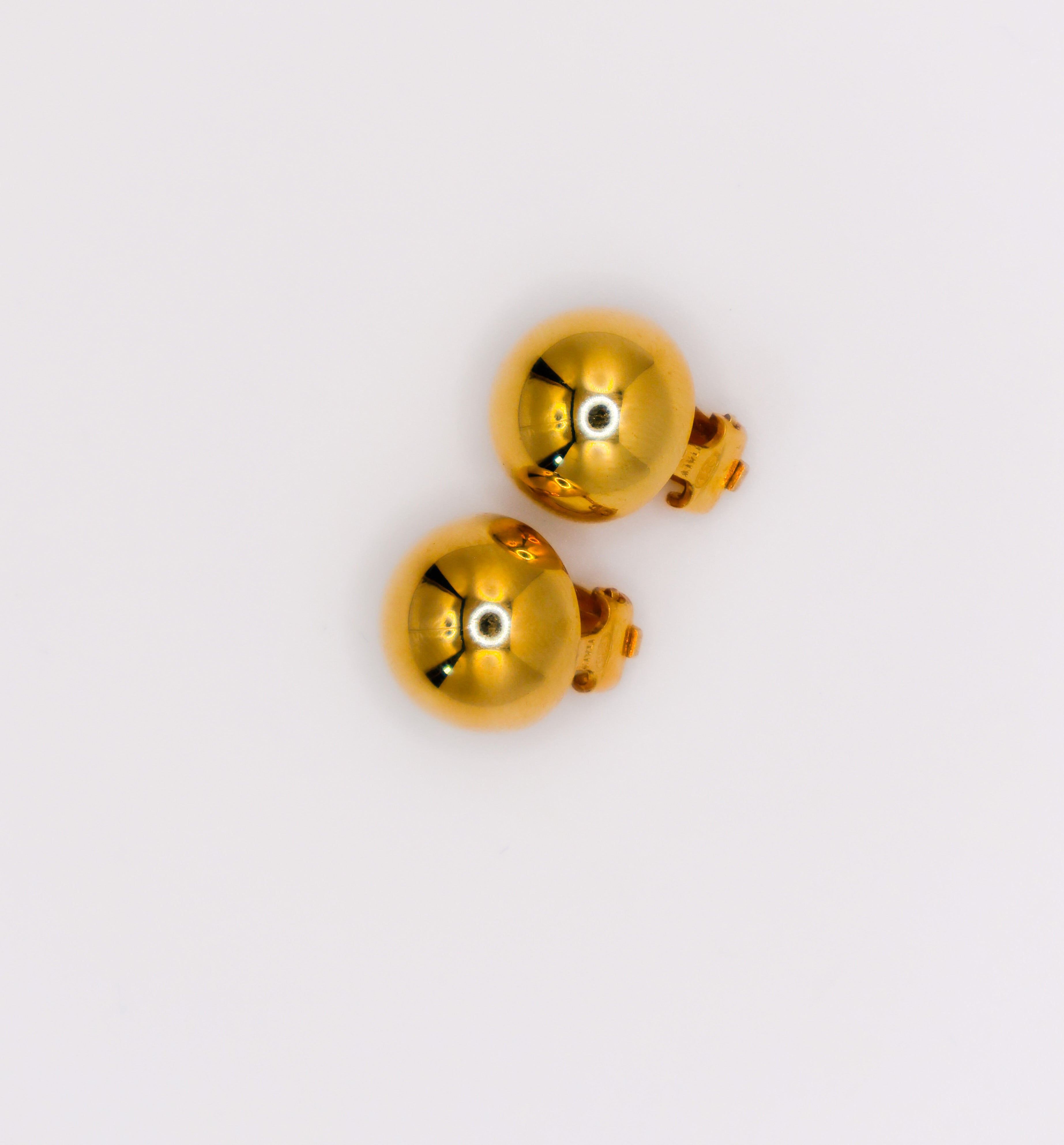 Italian Silver Gold-Dipped Clip Ball Earrings