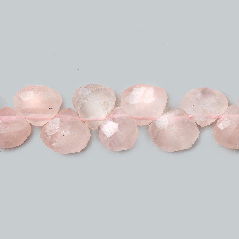 8mm Rose Quartz Faceted Heart Beads, 14 inch