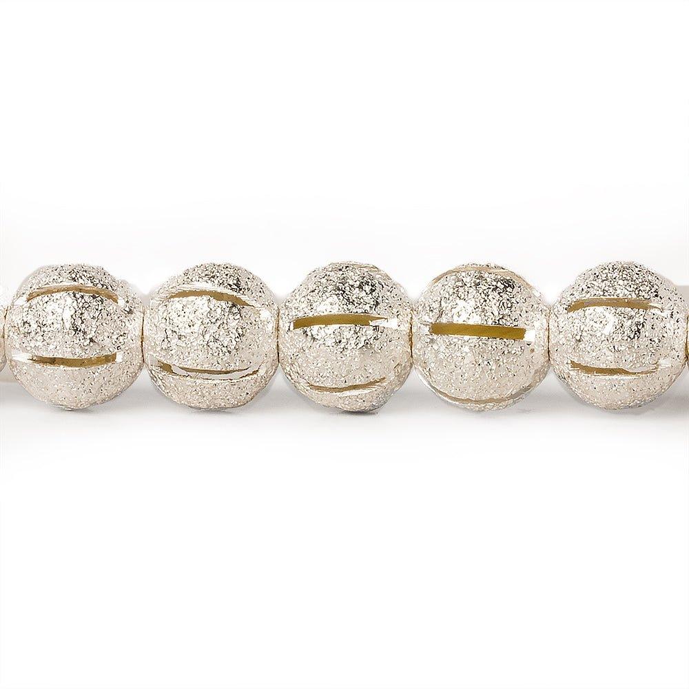 8mm Sterling Silver Plated Brass Stripe Stardust Rounds 8 inch 27 beads